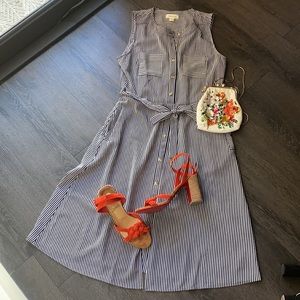 Never worn blue and white stripe dress